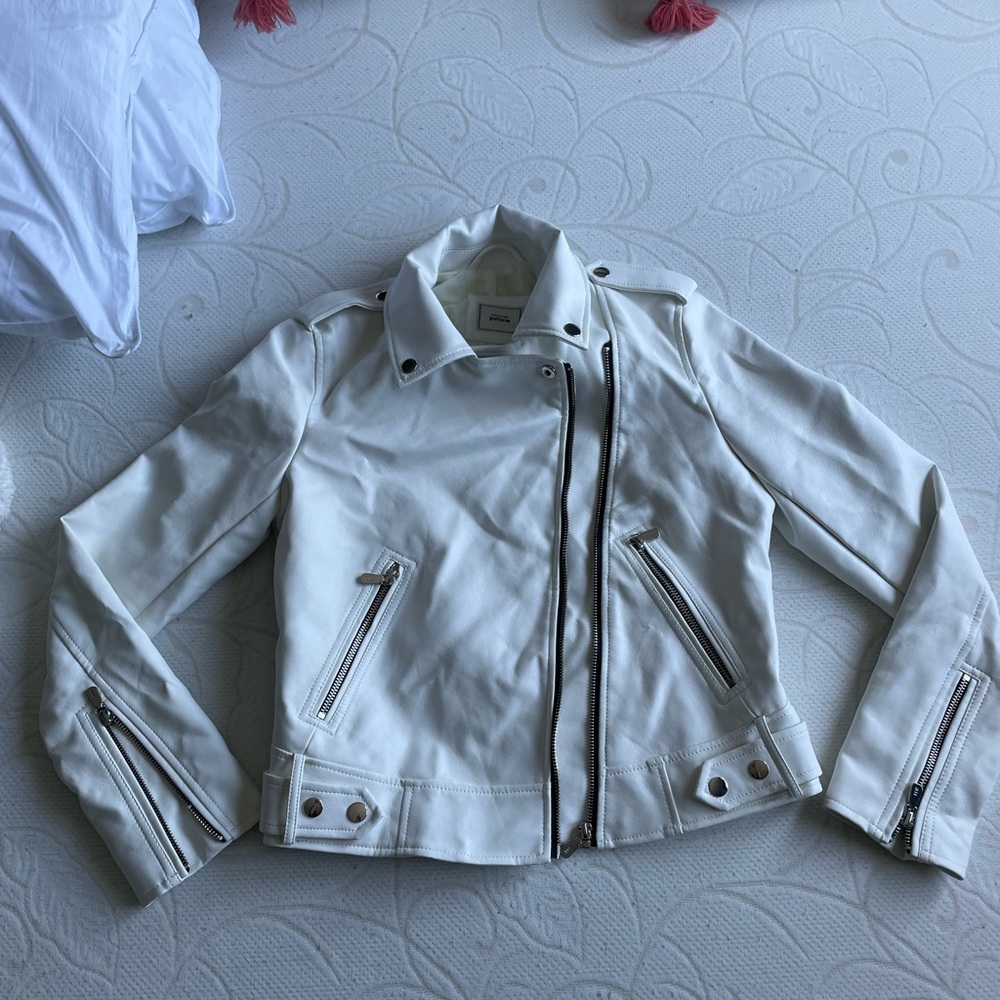 white leather jacket